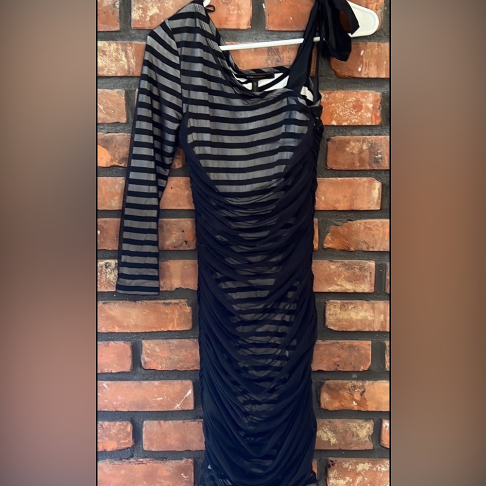 BCBGMAXAZRIA Ruched off-the-shoulder form fitted dress
